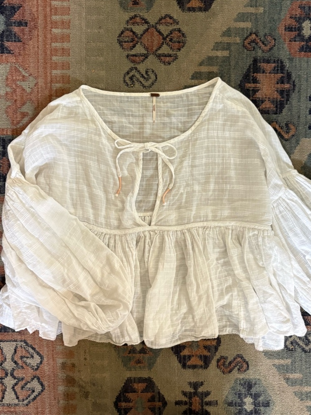 Free People White Flowy Top